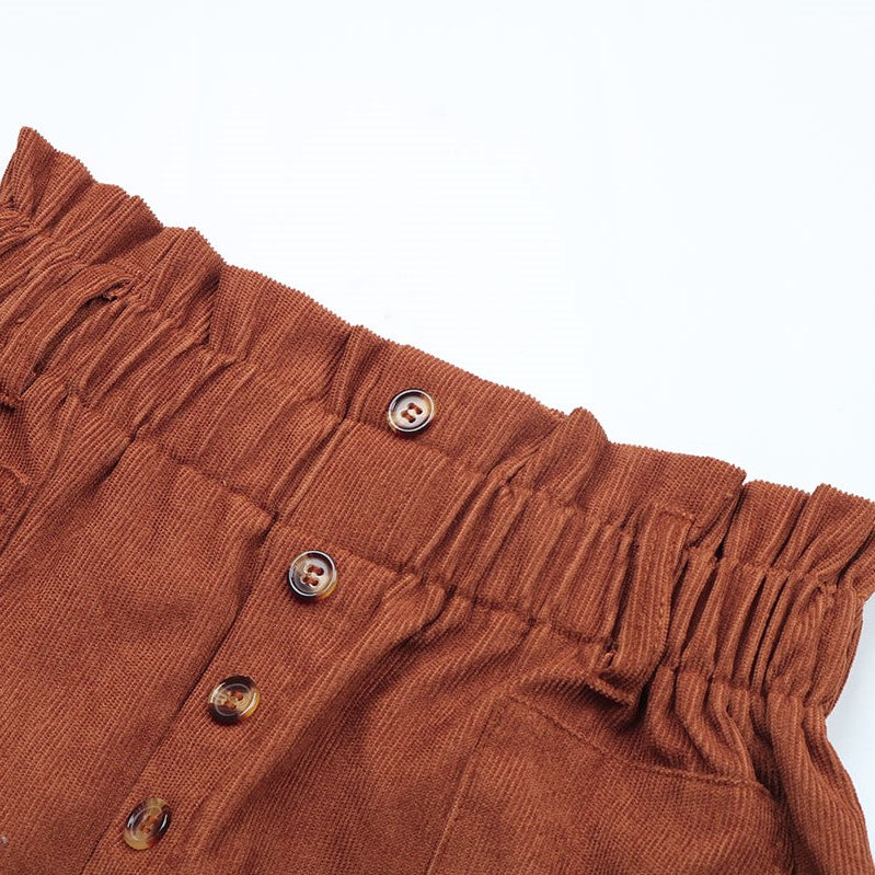 Chic Corduroy Rusty Brown Paper Bag Waist Shorts – Hickory Ridge Boutique