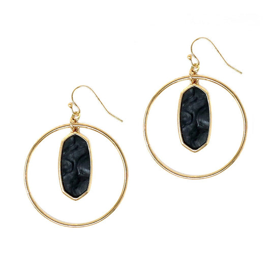 Kenzie Circle Drop Earrings - Black