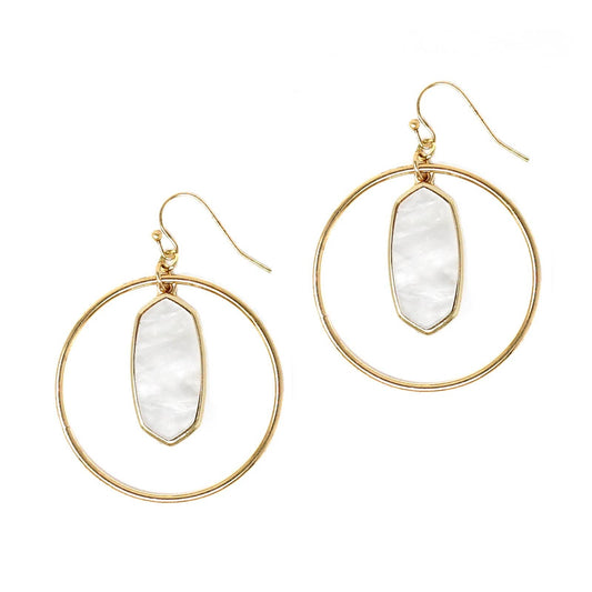 Kenzie Circle Drop Earrings - White