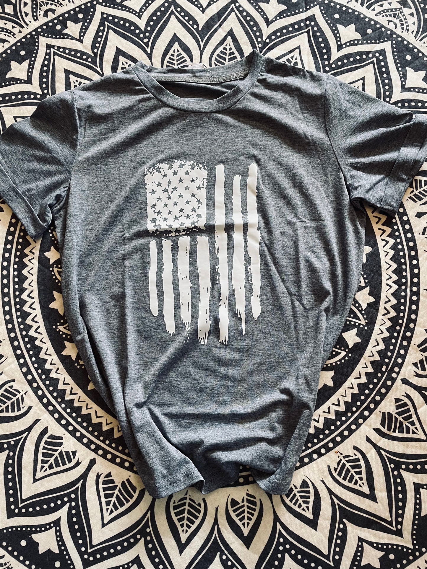 Grey American Flag Short Sleeve Tee