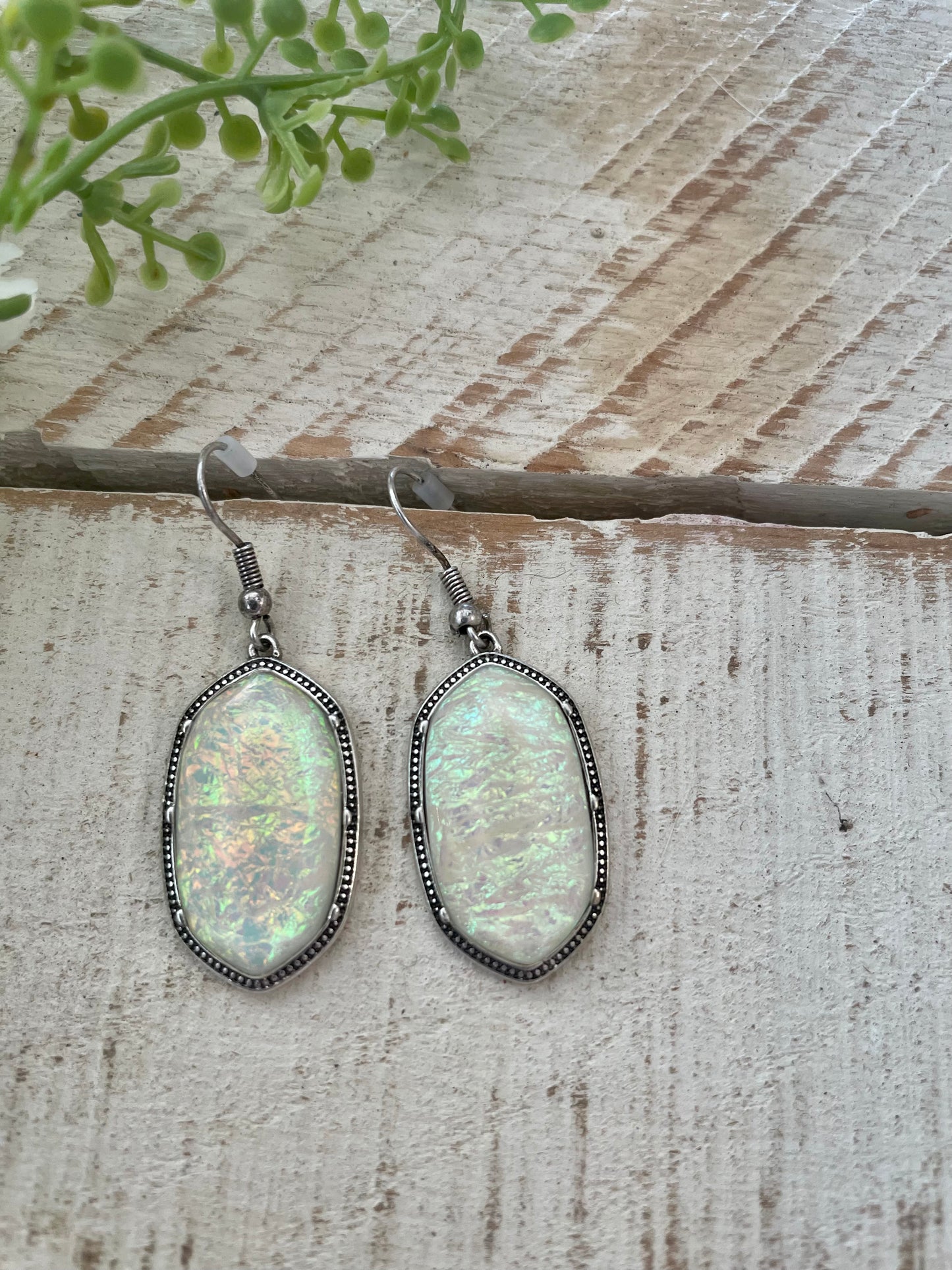 Silver White Pendant Dangle Earrings