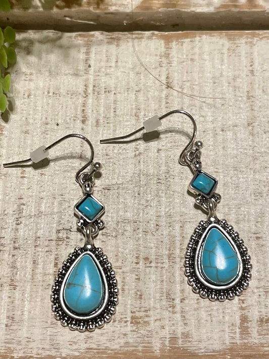 Dainty Turquoise Tear Drop Earrings