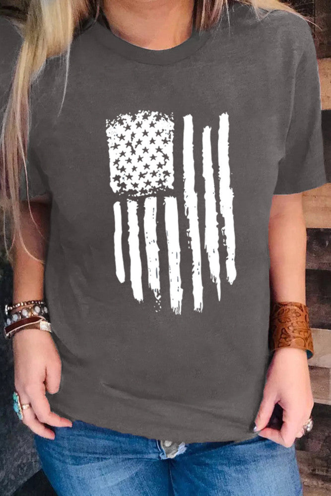 Grey American Flag Short Sleeve Tee