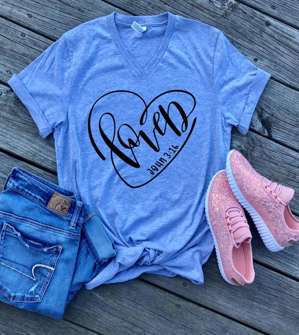 So Loved Tee - Grey V-neck