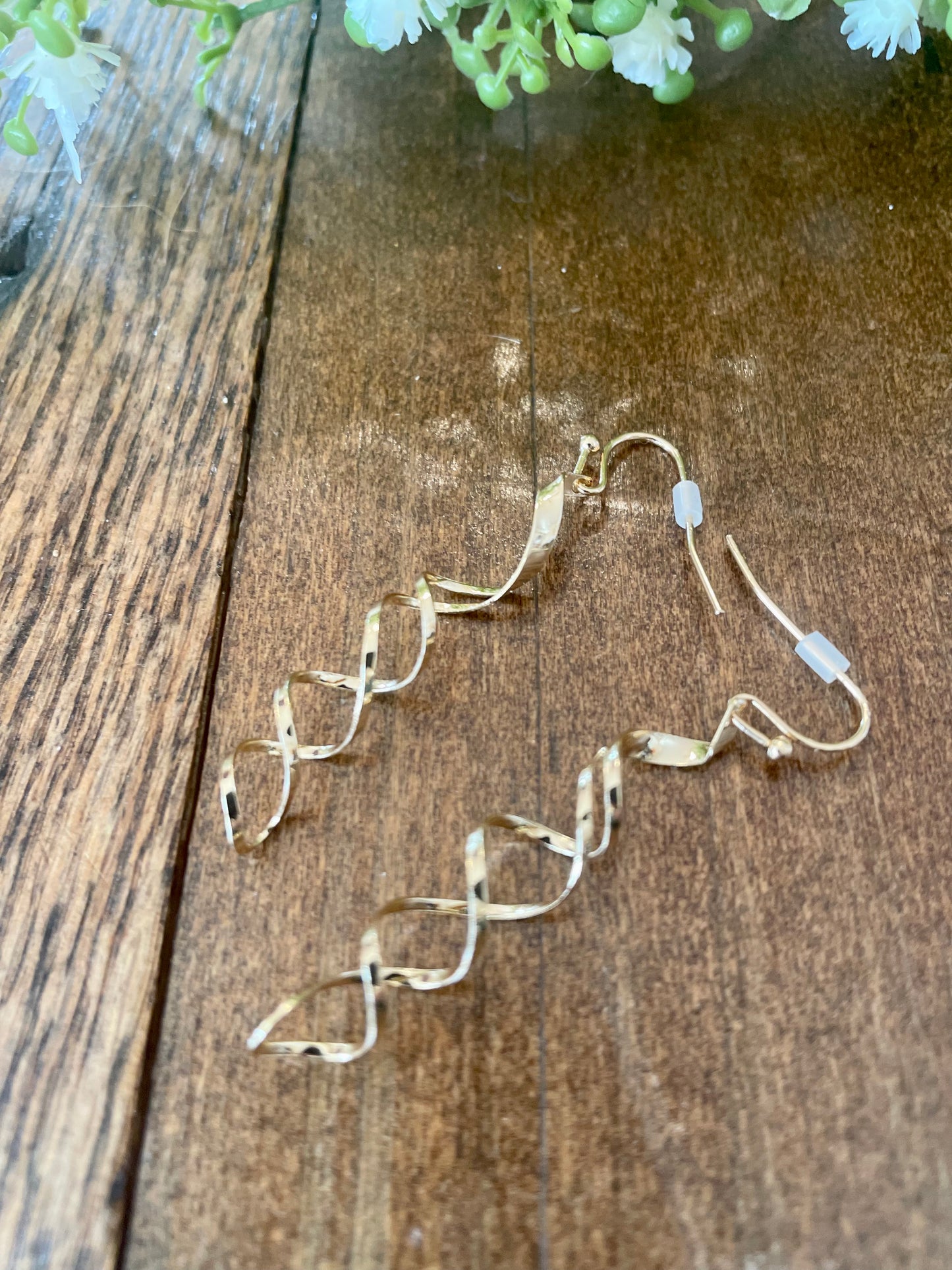 Gold Twirl Dangle Earrings