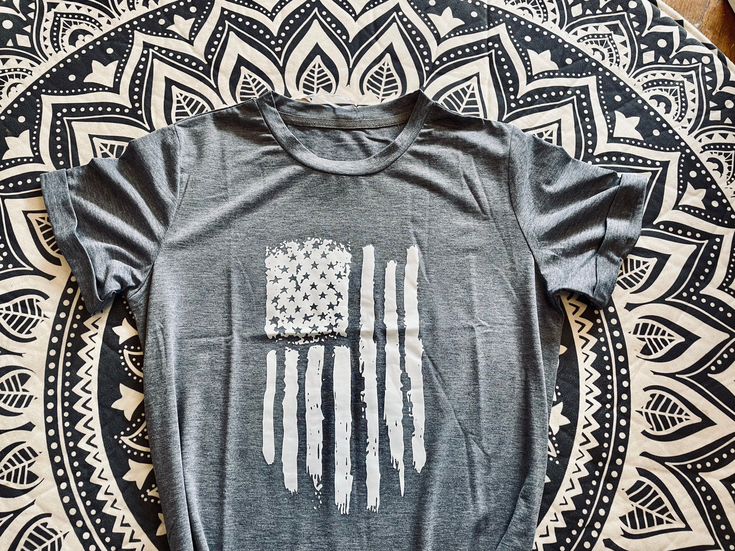 Grey American Flag Short Sleeve Tee