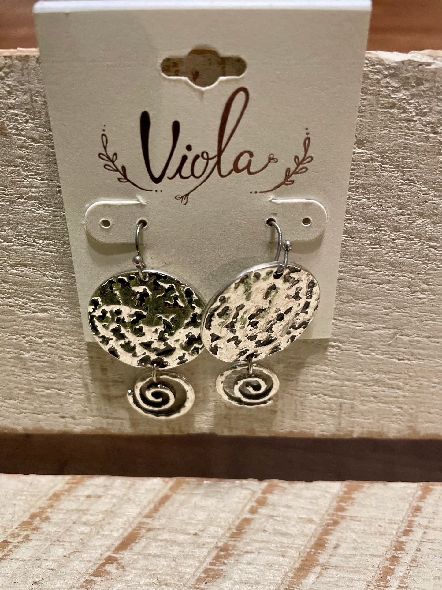 Viola Silver Coin Twirl Earrings
