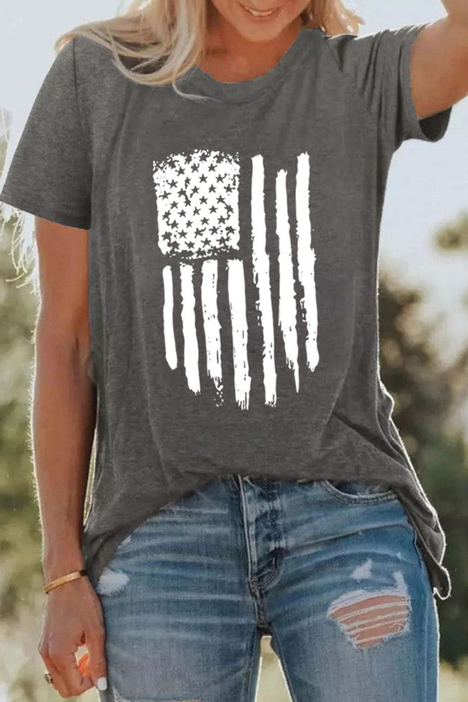 Grey American Flag Short Sleeve Tee