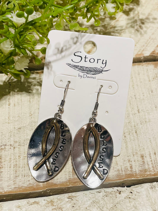 Mixed Metal Blessed Earrings