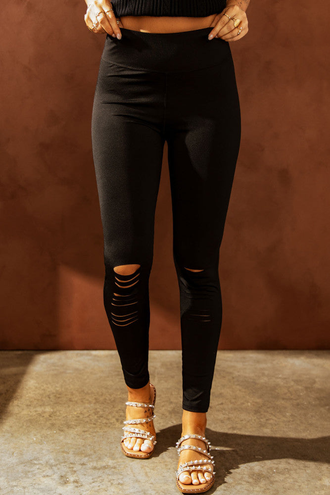 Black Distressed Leggings