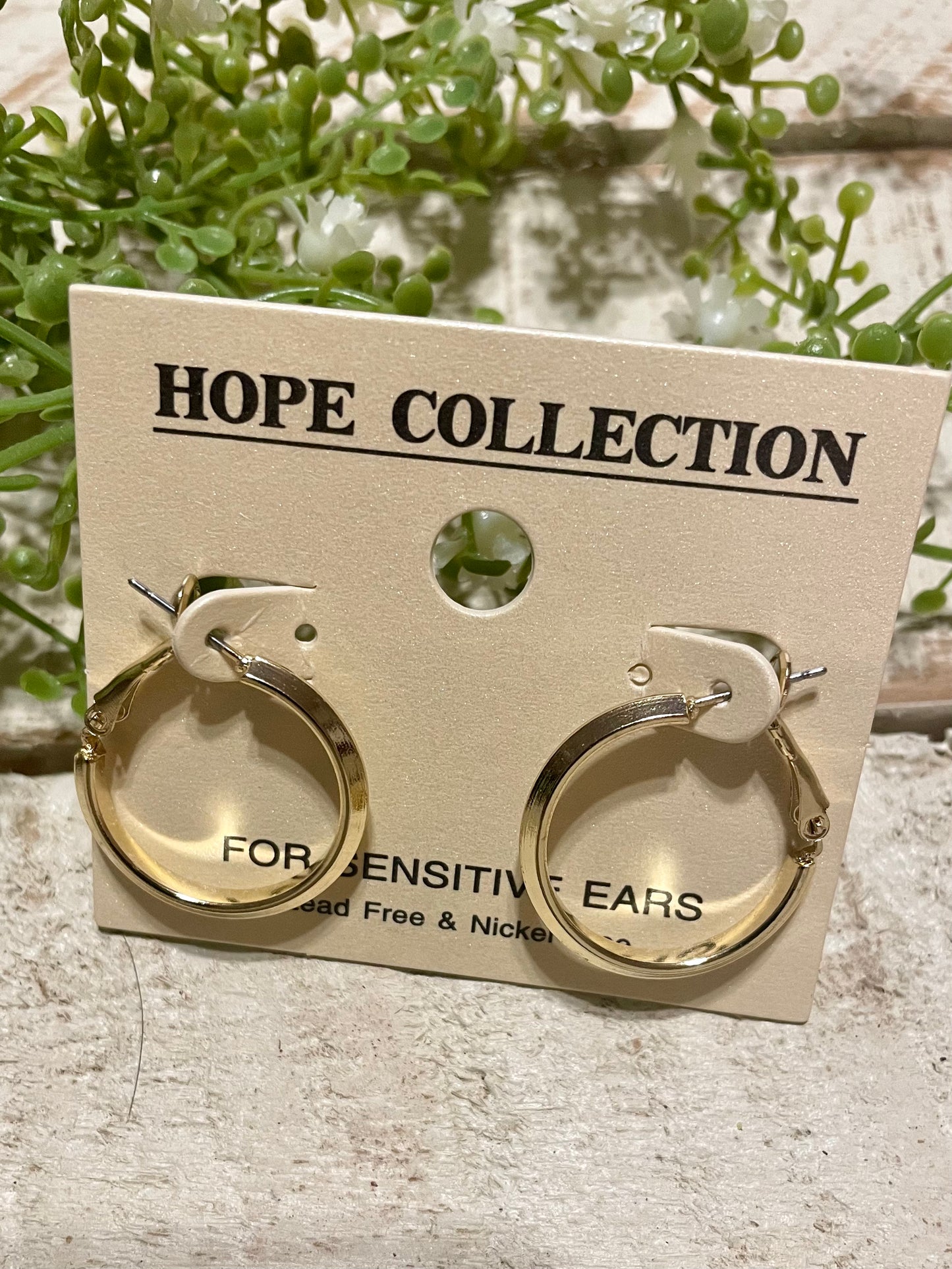 Small Hope Gold Hoop Earrings