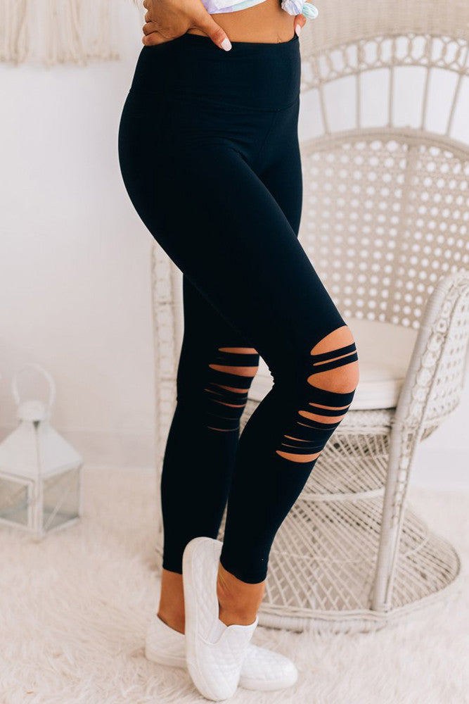 Black Distressed Leggings