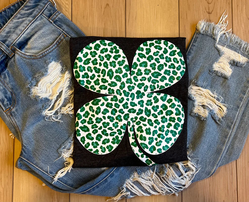 Leopard Print Shamrock Tee