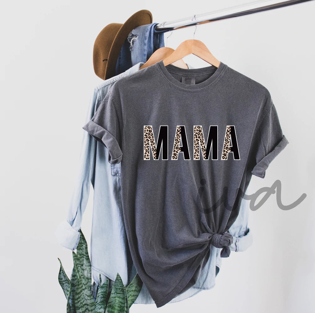 Grey Mama Leopard Tee