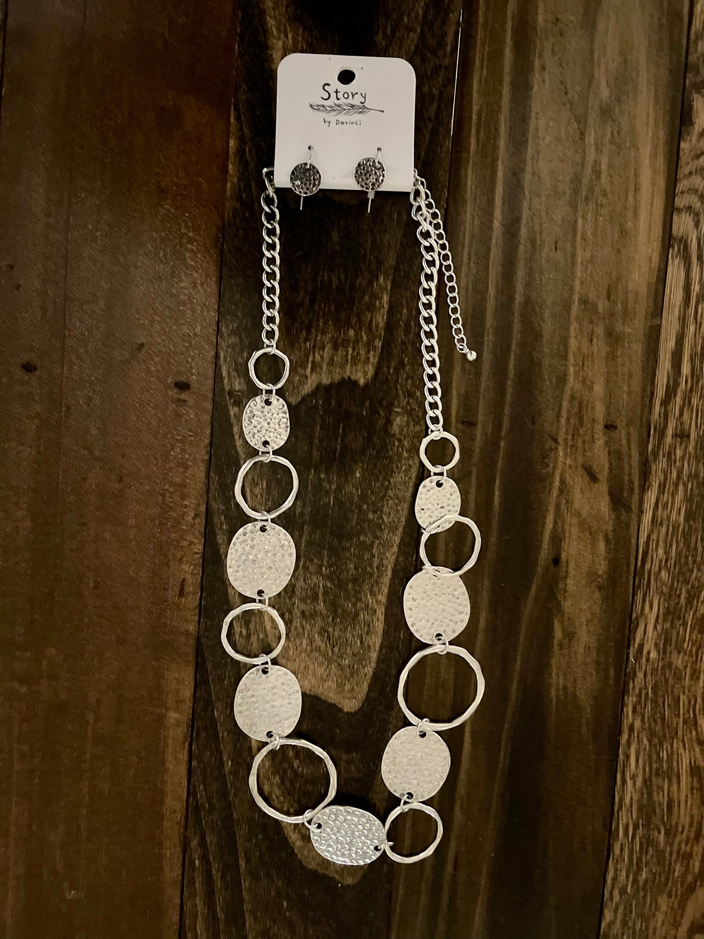Silver Hoop and Coin Necklace/Earring Set