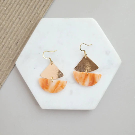 Ava Earrings - Orange Marble