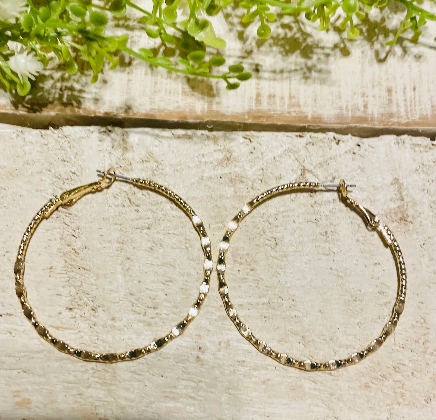 Gold Corrugated Hoop Earrings