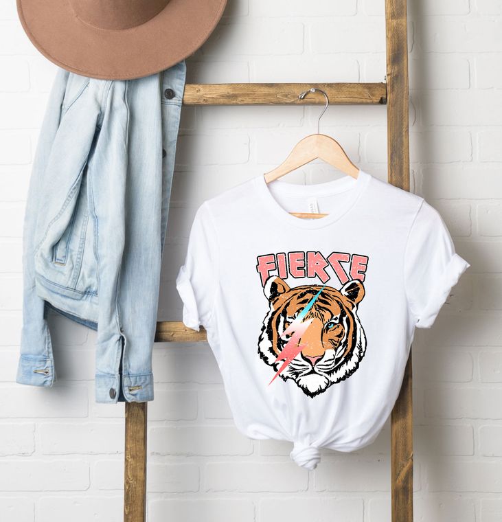 Fierce Tiger Lightning Bolt| Short Sleeve Graphic Tee