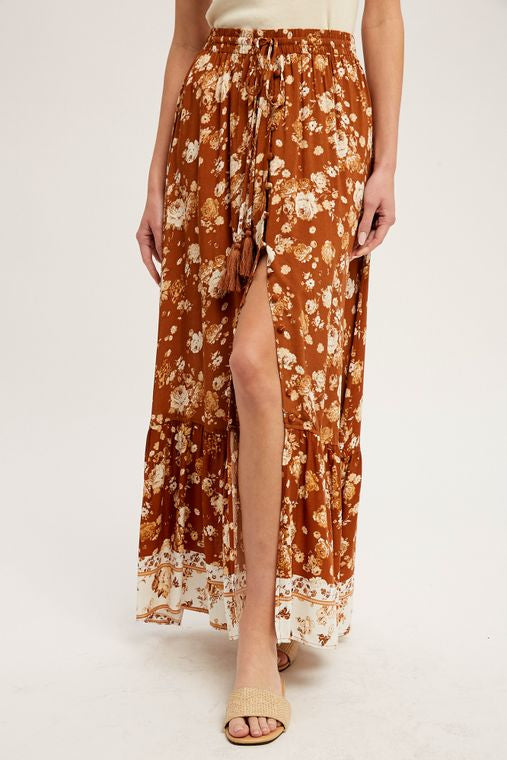 BORDER PRINT MAXI SKIRT