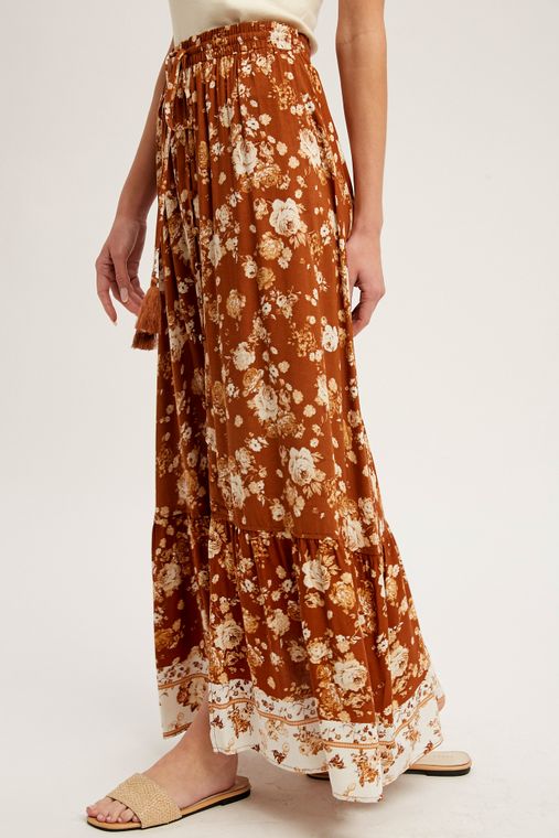 BORDER PRINT MAXI SKIRT