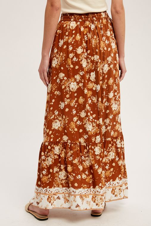 BORDER PRINT MAXI SKIRT