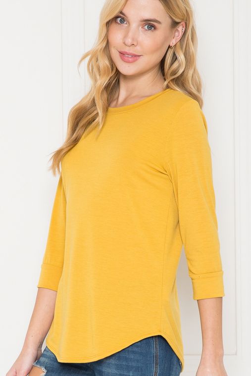 Solid 3/4 Sleeve Top